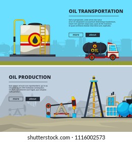 Banners Set Petroleum Industry Oil Production Stock Vector (Royalty ...