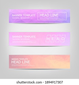 banners set with polygonal abstract triangles. Set of vector business card templates. design Banner background.