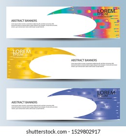 banners set, science backgrounds, microchip and electronics circuit backgrounds. Conceptual vector design templates. Modern abstract banner design, business design and website templates.