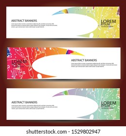 banners set, science backgrounds, microchip and electronics circuit backgrounds. Conceptual vector design templates. Modern abstract banner design, business design and website templates.