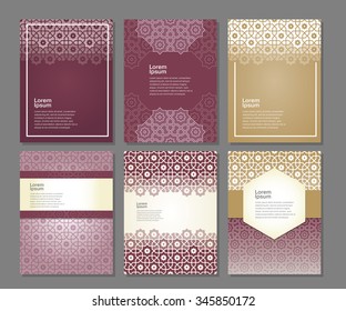 Banners set of templates with arabic ornament, vector illustration
