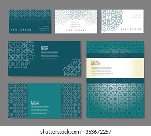 Banners set of templates with arabic ornament, vector illustration