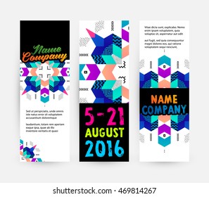 Banners set, trendy geometric flat pattern, frame with abstract background for brochure, flyer or presentations design, vector illustration.