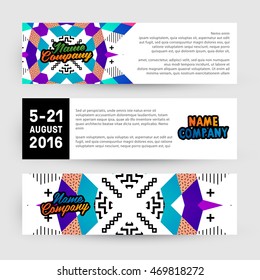 Banners set, trendy geometric flat pattern, frame with abstract background for brochure, flyer or presentations design, vector illustration.