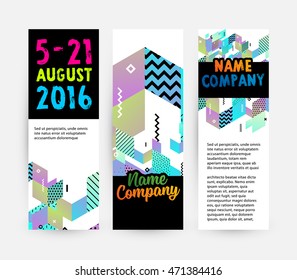 Banners set, trendy geometric flat pattern, frame with abstract background for brochure, flyer or presentations design, vector illustration.