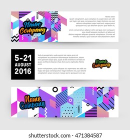 Banner-Set, trendige geometrische flache Muster, Rahmen mit abstraktem Hintergrund für Broschüren, Flyer oder Präsentationen Design, Vektorgrafik.