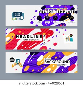 Banners set, trendy geometric flat pattern, frame with abstract background for brochure, flyer or presentations design, vector illustration.