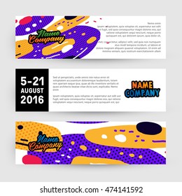 Banners set, trendy geometric flat pattern, frame with abstract background for brochure, flyer or presentations design, vector illustration.