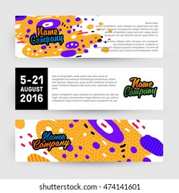 Banners set, trendy geometric flat pattern, frame with abstract background for brochure, flyer or presentations design, vector illustration.