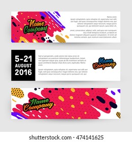 Banner-Set, trendige geometrische flache Muster, Rahmen mit abstraktem Hintergrund für Broschüren, Flyer oder Präsentationen Design, Vektorgrafik.