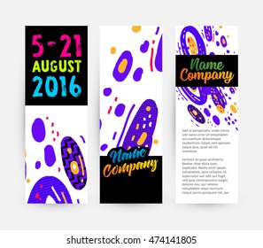 Banners set, trendy geometric flat pattern, frame with abstract background for brochure, flyer or presentations design, vector illustration.