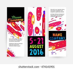 Banners set, trendy geometric flat pattern, frame with abstract background for brochure, flyer or presentations design, vector illustration.