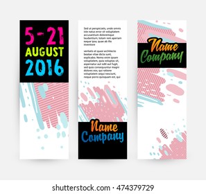 Banners set, trendy geometric flat pattern, frame with abstract background for brochure, flyer or presentations design, vector illustration.