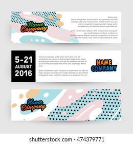 Banners ajustados, diseño plano geométrico de moda, marco con fondo abstracto para el diseño de folletos, volantes o presentaciones, ilustración vectorial.