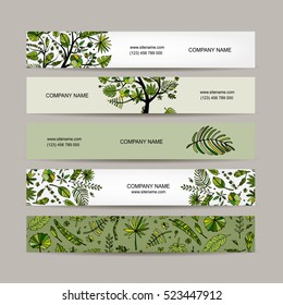 Banners set, tropical tree design