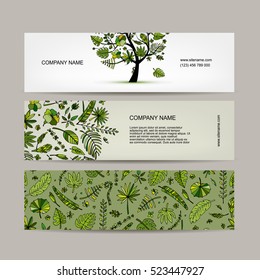 Banners set, tropical tree design