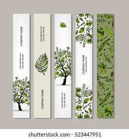 Banners set, tropical tree design