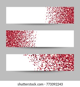 Banners set Valentine's Day Red abstract texture
