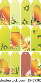 Banners set for your text, decorated with floral and grunge elements on a green background. VECTOR (See Jpeg Also In My Portfolio)