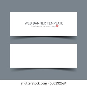 Banners with shadows isolated on dark background. Realistic material vector illustration of paper strip. Web site header and banner set.