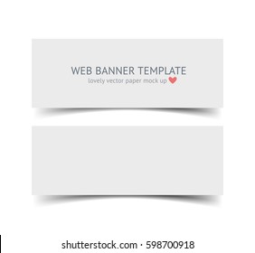 Banners With Shadows Isolated On White Background. Realistic Material Vector Illustration Of Paper Strip. Web Site Header And Banner Set. Mock Up For Graphic Designer Portfolio Presentation