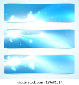 Banners shine in the space. With place for text