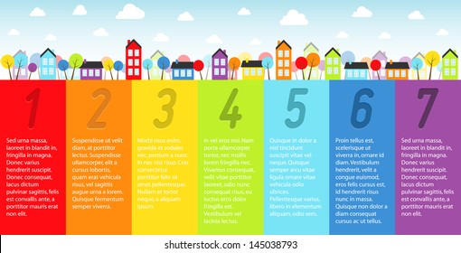 Banners with small town. Vector illustration.