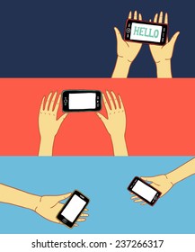 Banners with smartphones.