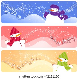 Banners with snowman.