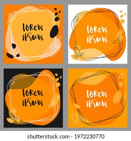 banners for social media or websites, advertising wind banners in yellow and orange shades with space for text