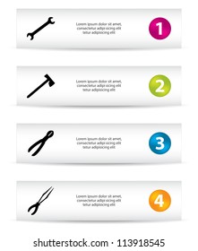 banners with special tools and numbered buttons