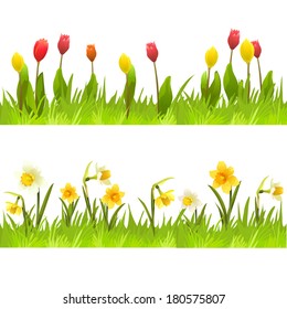 banners of spring flowers. vector illustation