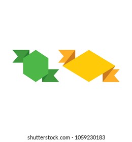 Banners, stickers, labels, ribbons flat vector icons set