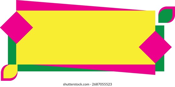 Banner oder Tags: Es handelt sich um eine Vektorgrafik mit einem zentralen rechteckigen Textbereich, der häufig für Verkäufe, Werbeaktionen oder andere Ankündigungen verwendet wird