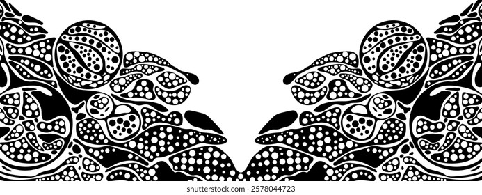 Banners technology, business, presentations. Vector halftone background abstract texture chaotic lines, particles, circles. Imitation cellular structure, information network, style of neurography. 