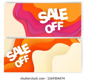 Banners template with abstract color waves. Sale off