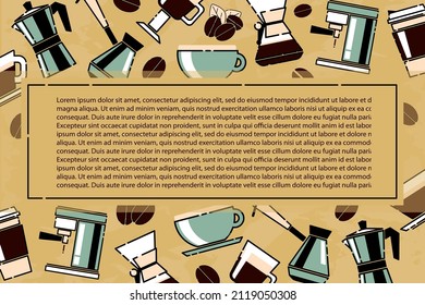 Banners template with coffee elements. Icon minimalism style. Vector illustration for a cafe, frame, brochure background.