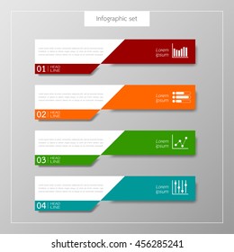 Banners template colorful tabs design Illustration vector business card and text box infographics for web presentation layout.
