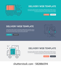Banners template with line icons