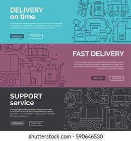 Banners template with line icons