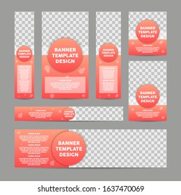 Banners template pack, different sizes for web page, for advertisement. Vector illustration.