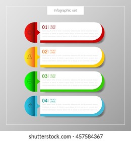 Banners template set colorful tabs design Illustration vector business card and text box infographics for web presentation layout.
