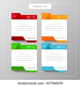 Banners template set colorful tabs design Illustration vector business card and text box infographics for web presentation layout.
