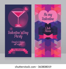 banners templates for valentine's day party, front and back side, vector illustration