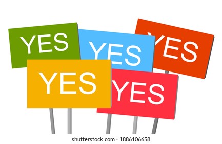 Banners with text yes on white background