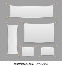 Banners Textile and Folds Template Mockup. Advertising Empty. Vector illustration