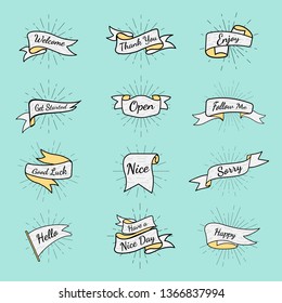 Banners with texts vector set