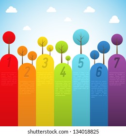 Banners with trees. Vector illustration.	