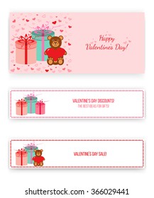 Banners Valentine's Day with a teddy bear.