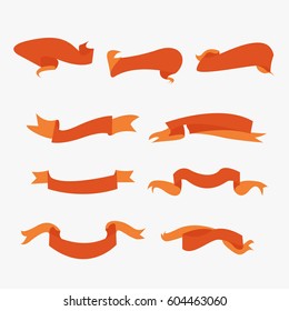 Banners vector set Red blank ribbon collection illustration